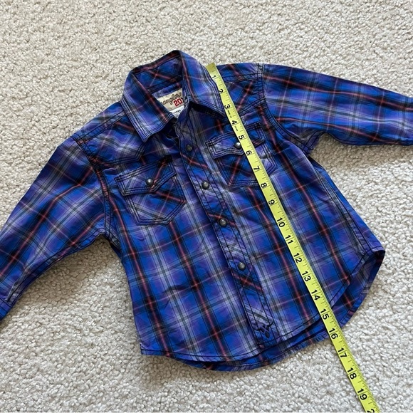 Wrangler 20X Long Sleeve Button Down Shirt Kids Boys Size XXS 2T-3T Plaid - Picture 7 of 11